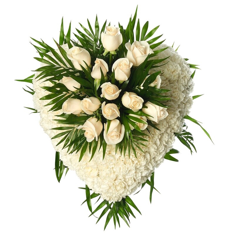 Corazón de clavel blanco
